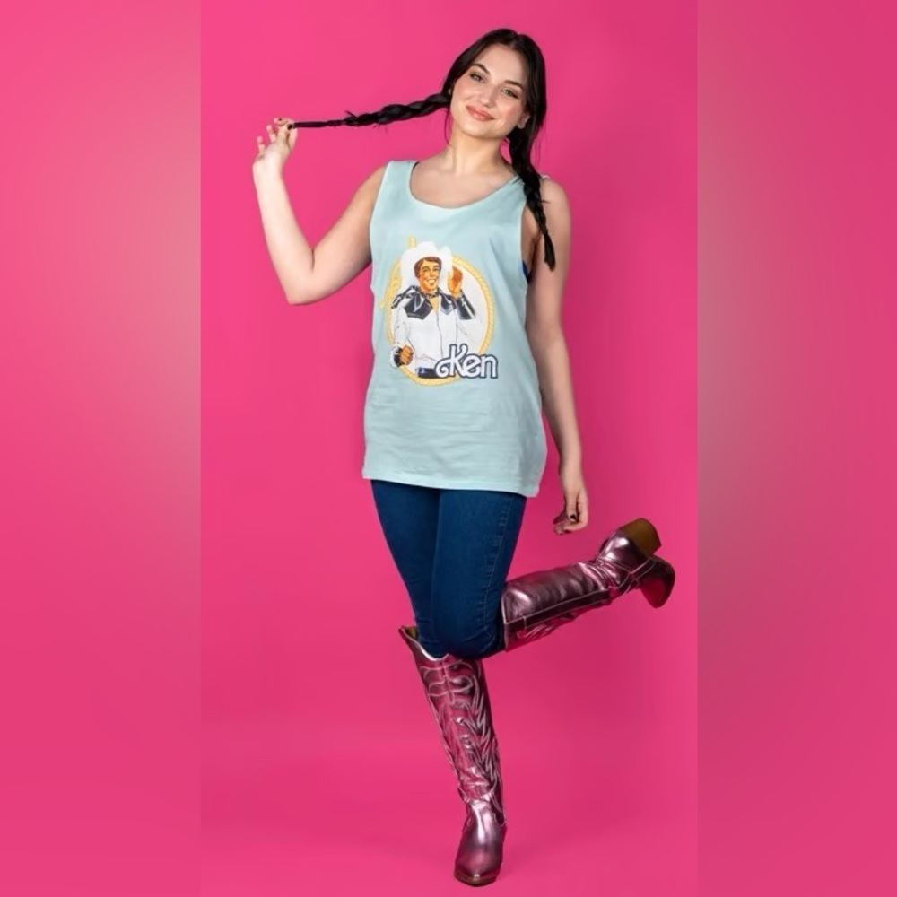 NWT✨ Barbie x Cakeworthy Unisex Pastel Blue Western Cowboy Ken Tank Top